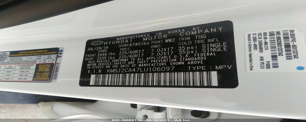 KM8J2CA47LU106097 2020 HYUNDAI TUCSON photo no. 9