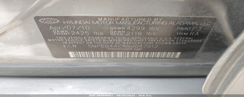 5NPEB4AC4BH047912 2011 HYUNDAI SONATA photo no. 9