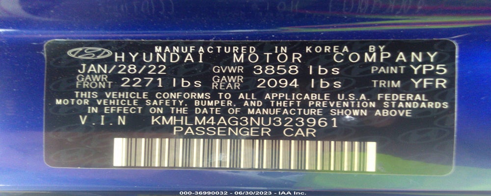 KMHLM4AG3NU323961 2022 HYUNDAI ELANTRA photo no. 9