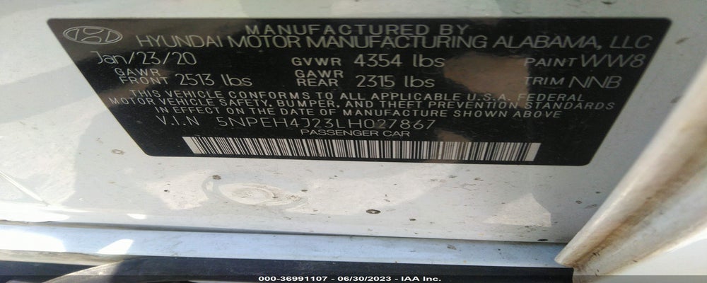 5NPEH4J23LH027867 2020 HYUNDAI SONATA photo no. 9