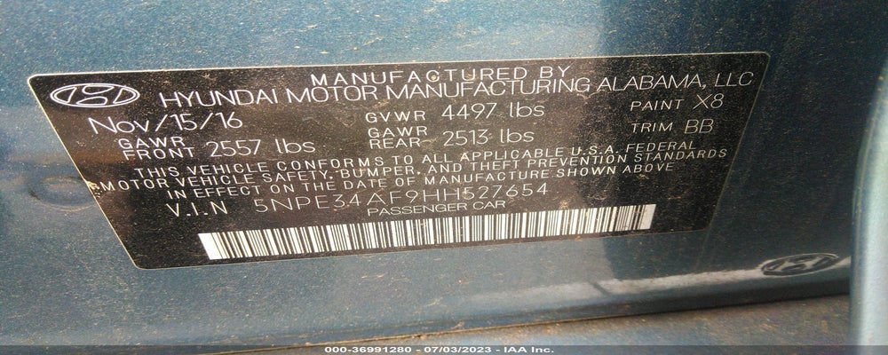 5NPE34AF9HH527654 2017 HYUNDAI SONATA photo no. 9