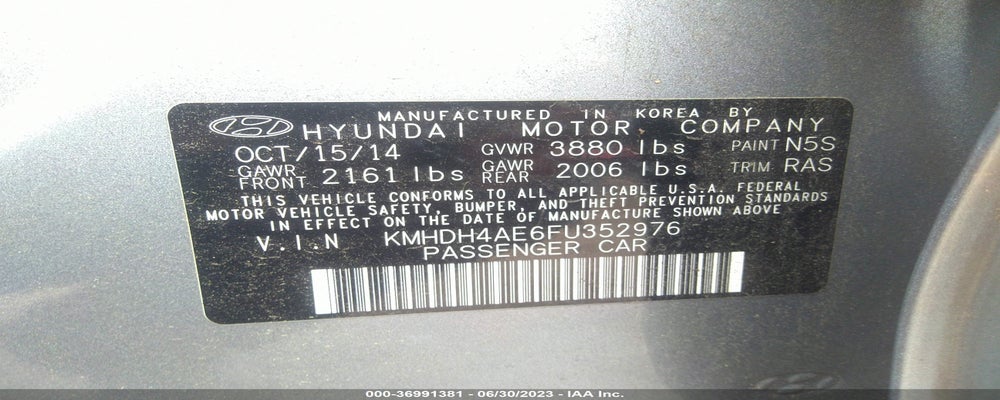 KMHDH4AE6FU352976 2015 HYUNDAI ELANTRA photo no. 9
