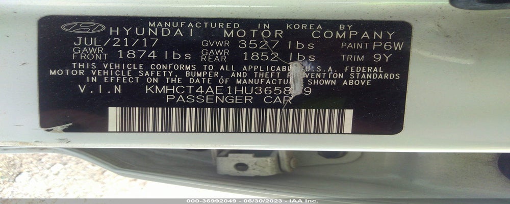 KMHCT4AE1HU365809 2017 HYUNDAI ACCENT photo no. 9