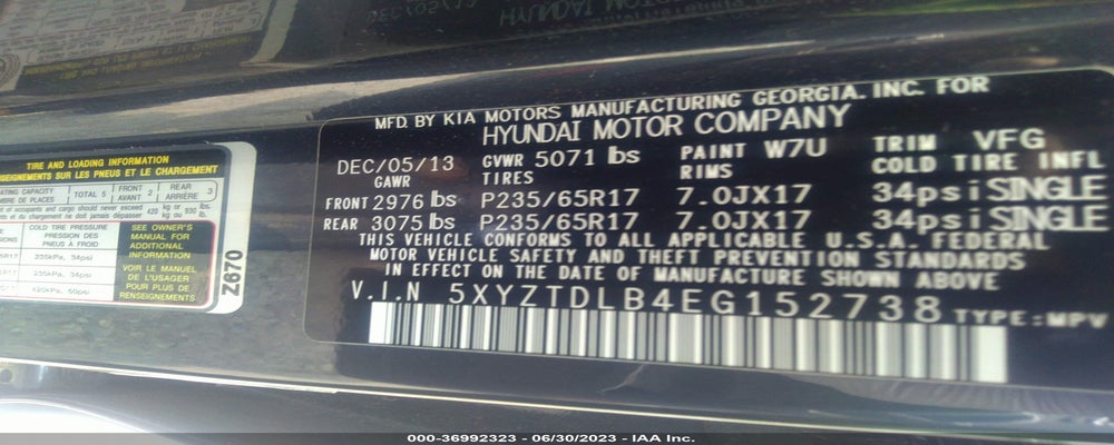 5XYZTDLB4EG152738 2014 HYUNDAI SANTA FE SPORT photo no. 9