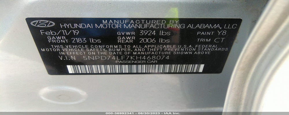 5NPD74LF7KH468074 2019 HYUNDAI ELANTRA photo no. 9