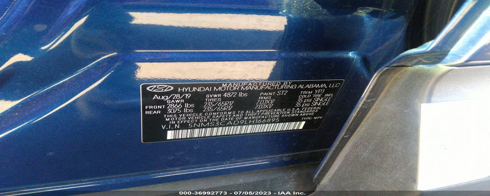 5NMS3CAD9LH166895 2020 HYUNDAI SANTA FE photo no. 9