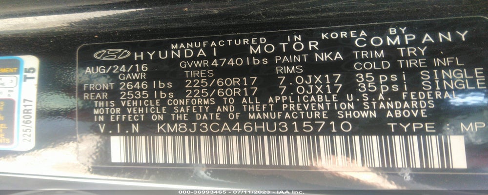 KM8J3CA46HU315710 2017 HYUNDAI TUCSON photo no. 9
