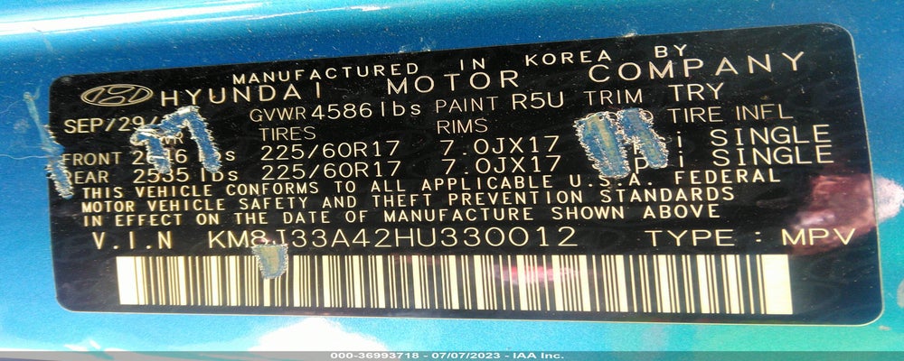 KM8J33A42HU330012 2017 HYUNDAI TUCSON photo no. 9