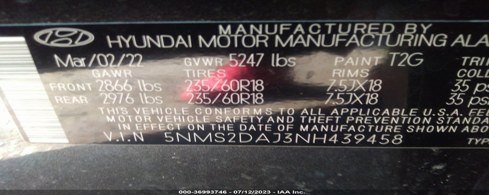 5NMS2DAJ3NH439458 2022 HYUNDAI SANTA FE photo no. 9