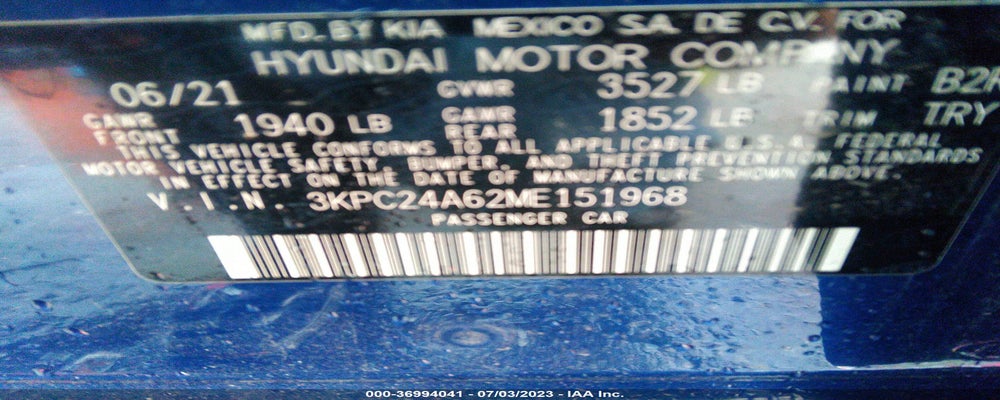 3KPC24A62ME151968 2021 HYUNDAI ACCENT photo no. 9