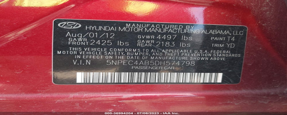 5NPEC4AB5DH574798 2013 HYUNDAI SONATA photo no. 9