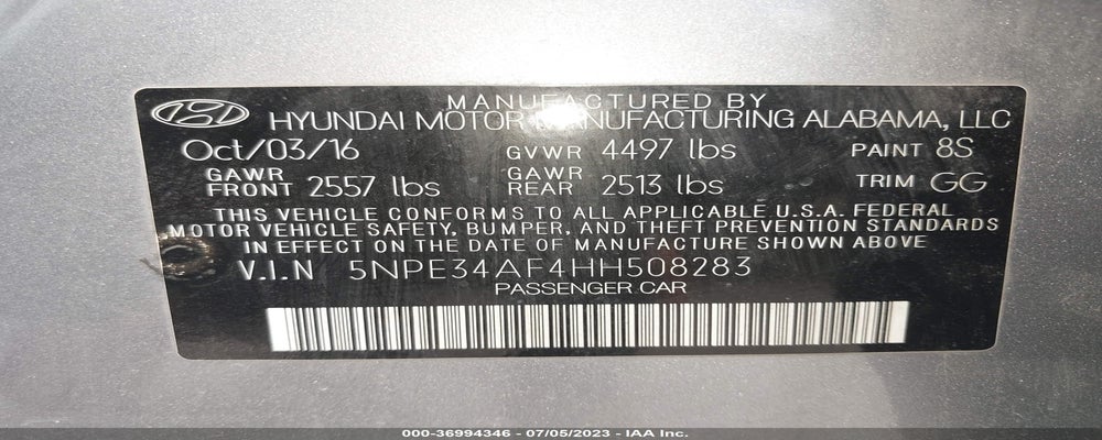 5NPE34AF4HH508283 2017 HYUNDAI SONATA photo no. 9