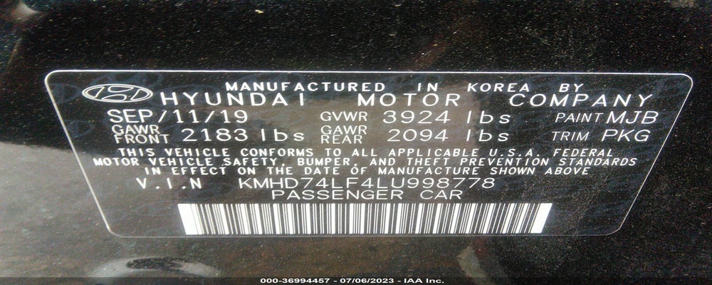 KMHD74LF4LU998778 2020 HYUNDAI ELANTRA photo no. 9