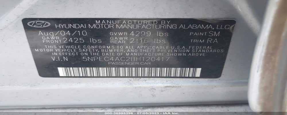 5NPEC4AC2BH120417 2011 HYUNDAI SONATA photo no. 9