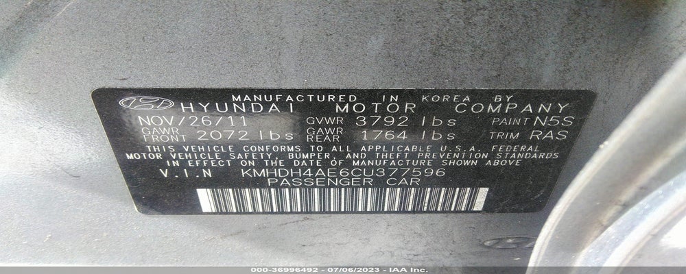 KMHDH4AE6CU377596 2012 HYUNDAI ELANTRA photo no. 9