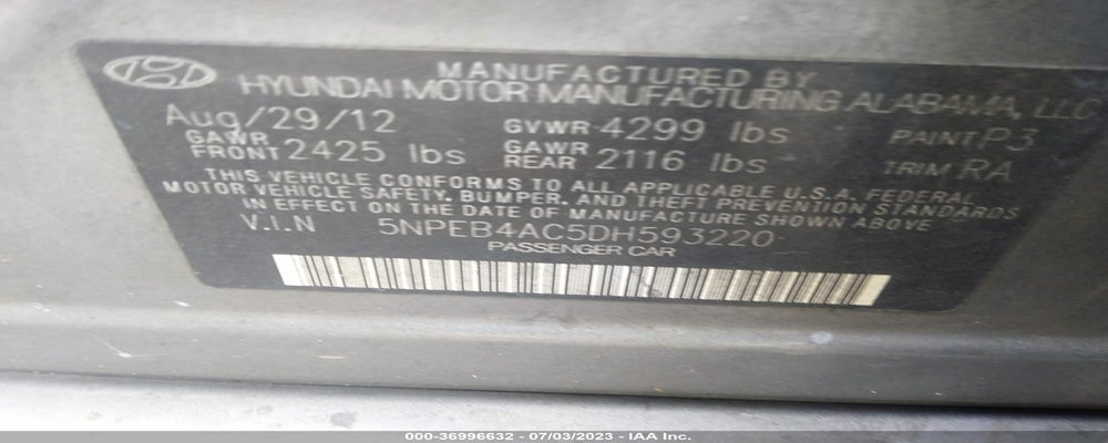 5NPEB4AC5DH593220 2013 HYUNDAI SONATA photo no. 9