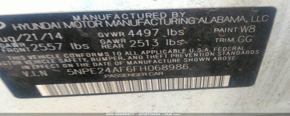 5NPE24AF6FH068986 2015 HYUNDAI SONATA photo no. 9