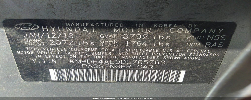 KMHDH4AE9DU765763 2013 HYUNDAI ELANTRA photo no. 9
