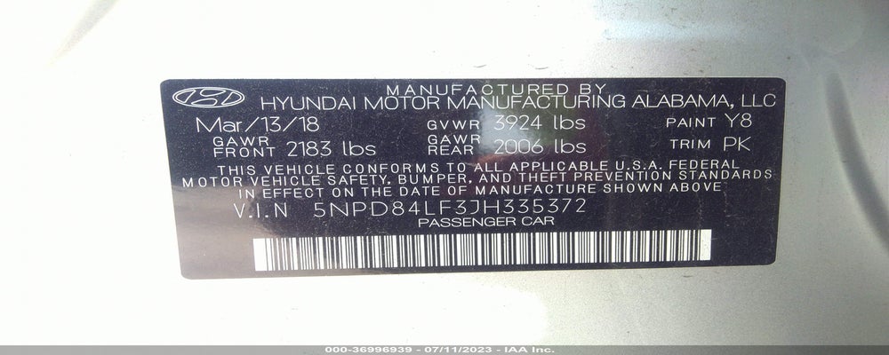 5NPD84LF3JH335372 2018 HYUNDAI ELANTRA photo no. 9