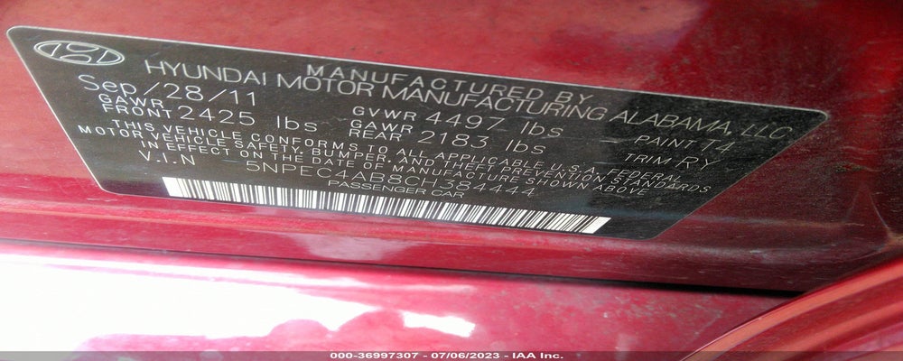 5NPEC4AB8CH384444 2012 HYUNDAI SONATA photo no. 9