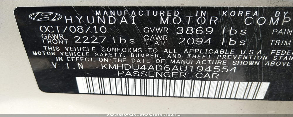 KMHDU4AD6AU194554 2010 HYUNDAI ELANTRA photo no. 9