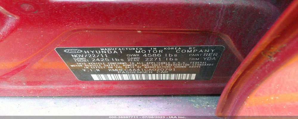 KMHEC4A41CA020791 2012 HYUNDAI SONATA photo no. 9