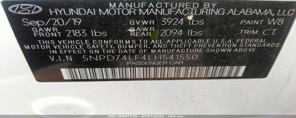 5NPD74LF4LH541550 2020 HYUNDAI ELANTRA photo no. 9