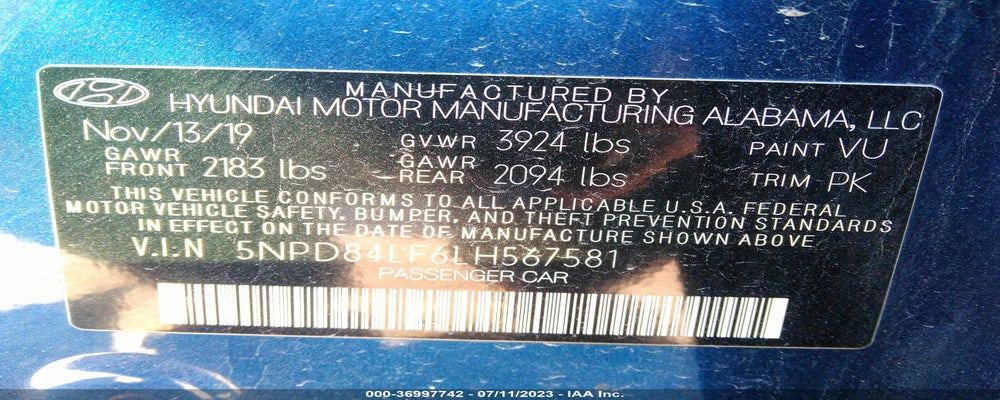 5NPD84LF6LH567581 2020 HYUNDAI ELANTRA photo no. 9