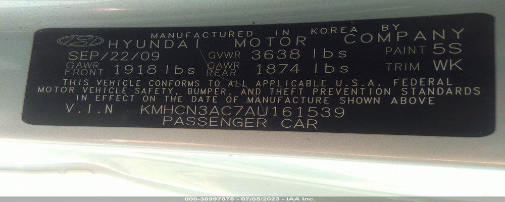 KMHCN3AC7AU161539 2010 HYUNDAI ACCENT photo no. 9