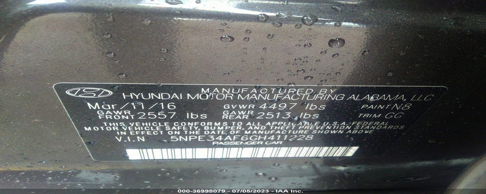 5NPE34AF6GH411228 2016 HYUNDAI SONATA photo no. 9