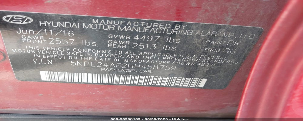 5NPE24AF2HH458759 2017 HYUNDAI SONATA photo no. 9