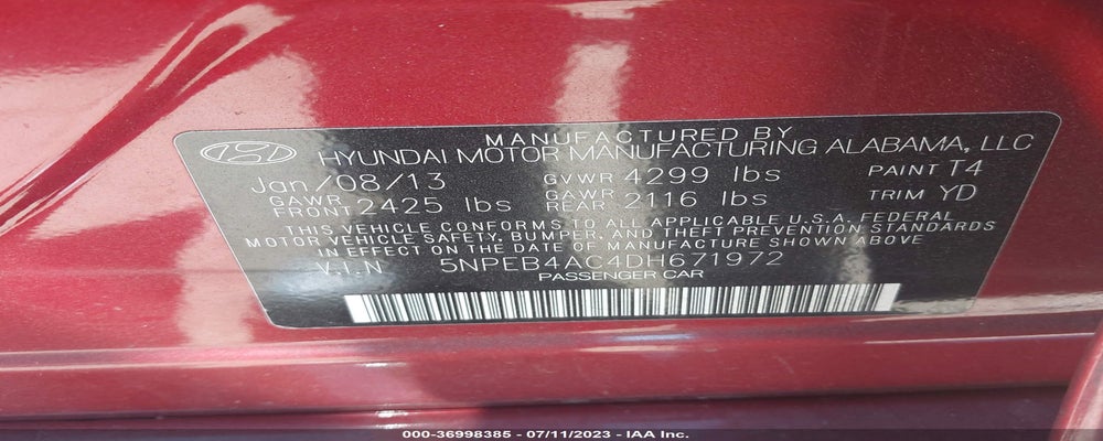 5NPEB4AC4DH671972 2013 HYUNDAI SONATA photo no. 9