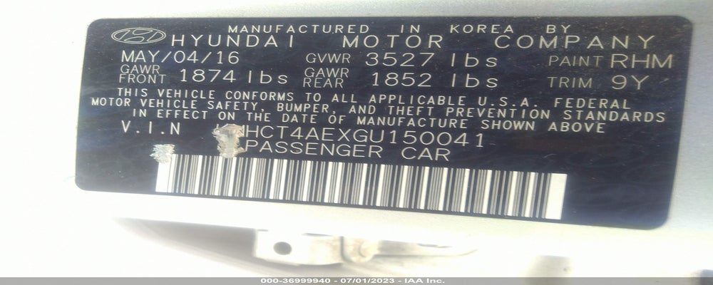 KMHCT4AEXGU150041 2016 HYUNDAI ACCENT photo no. 9