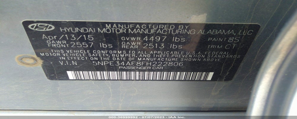 5NPE34AF8FH222806 2015 HYUNDAI SONATA photo no. 9