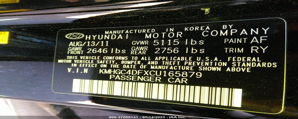 KMHGC4DFXCU165879 2012 HYUNDAI GENESIS photo no. 9