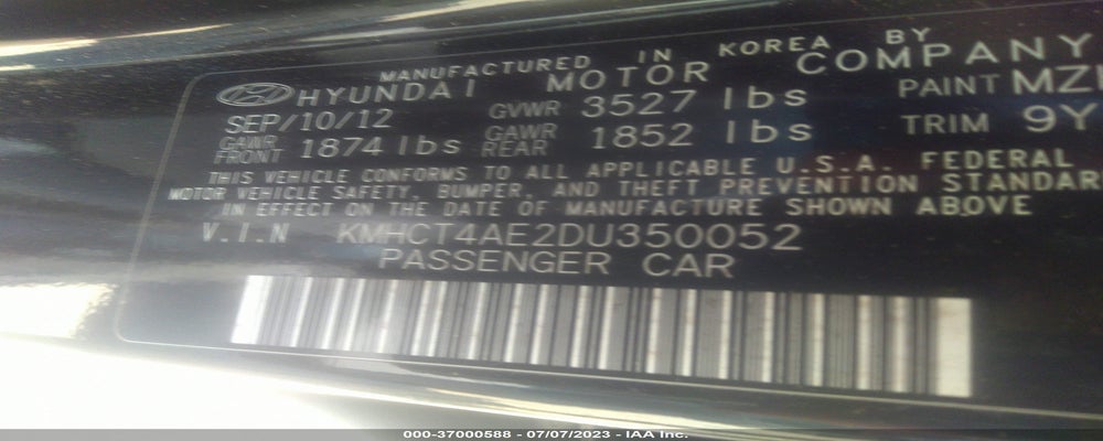KMHCT4AE2DU350052 2013 HYUNDAI ACCENT photo no. 9