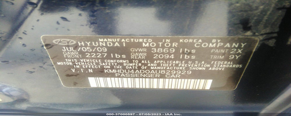 KMHDU4AD0AU829929 2010 HYUNDAI ELANTRA photo no. 9