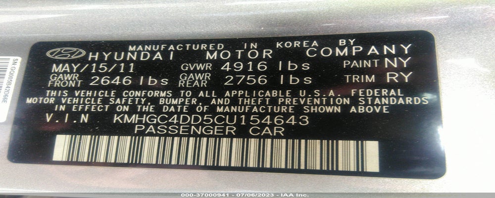 KMHGC4DD5CU154643 2012 HYUNDAI GENESIS photo no. 9