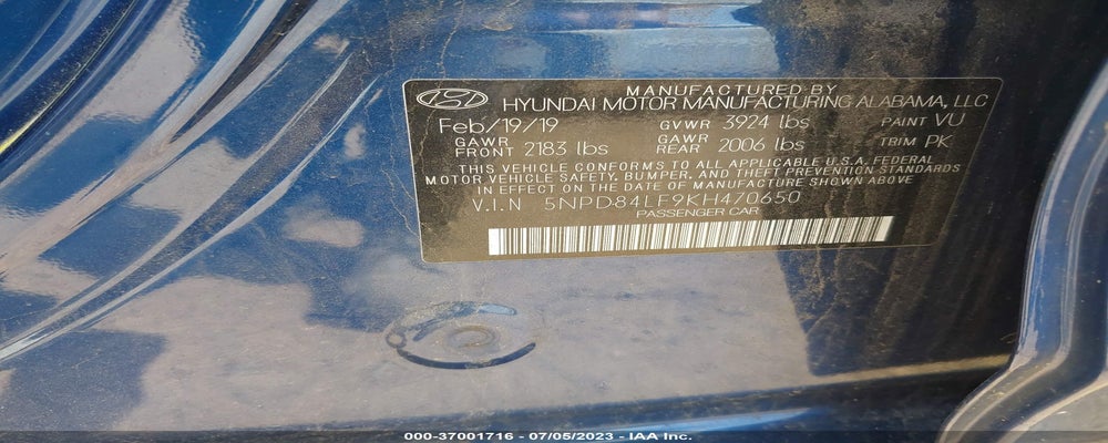5NPD84LF9KH470650 2019 HYUNDAI ELANTRA photo no. 9