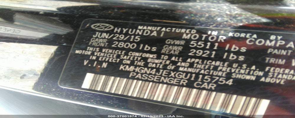 KMHGN4JEXGU115754 2016 HYUNDAI GENESIS photo no. 9