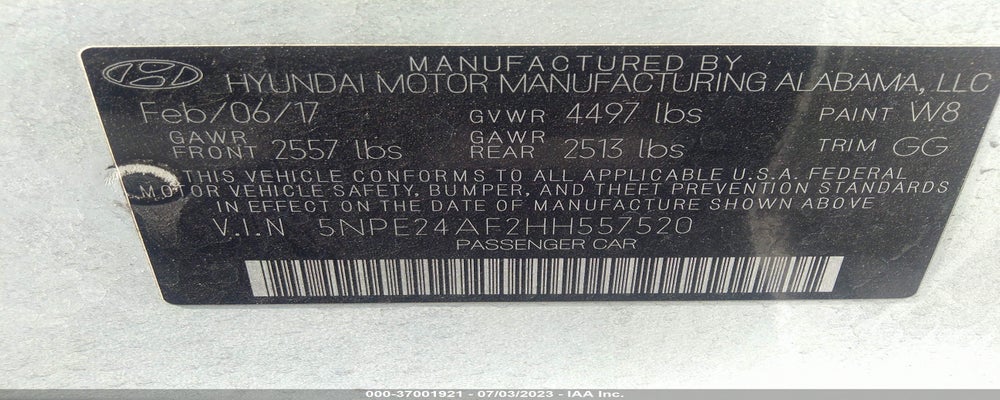 5NPE24AF2HH557520 2017 HYUNDAI SONATA photo no. 9