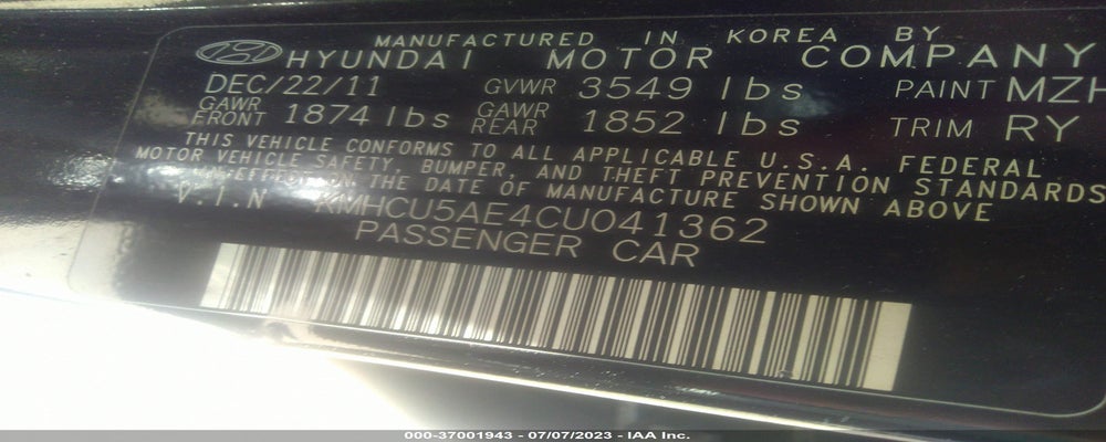 KMHCU5AE4CU041362 2012 HYUNDAI ACCENT photo no. 9