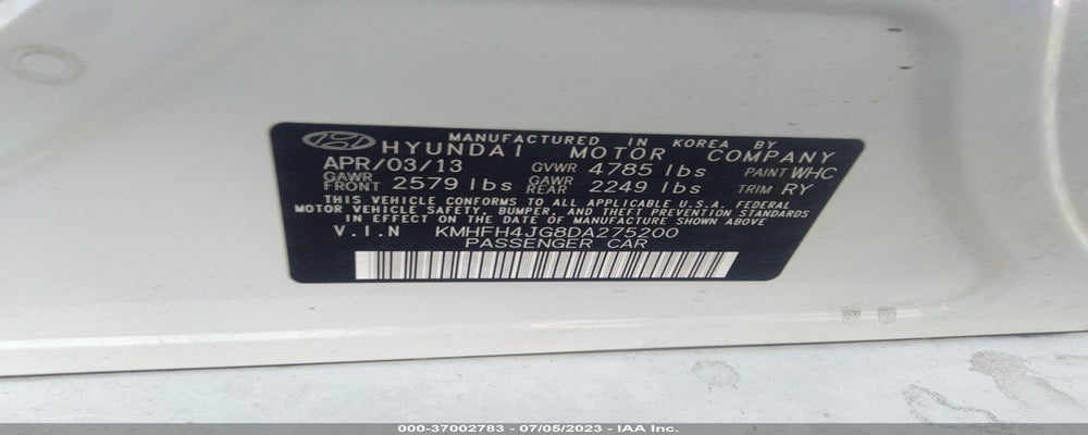 KMHFH4JG8DA275200 2013 HYUNDAI AZERA photo no. 9
