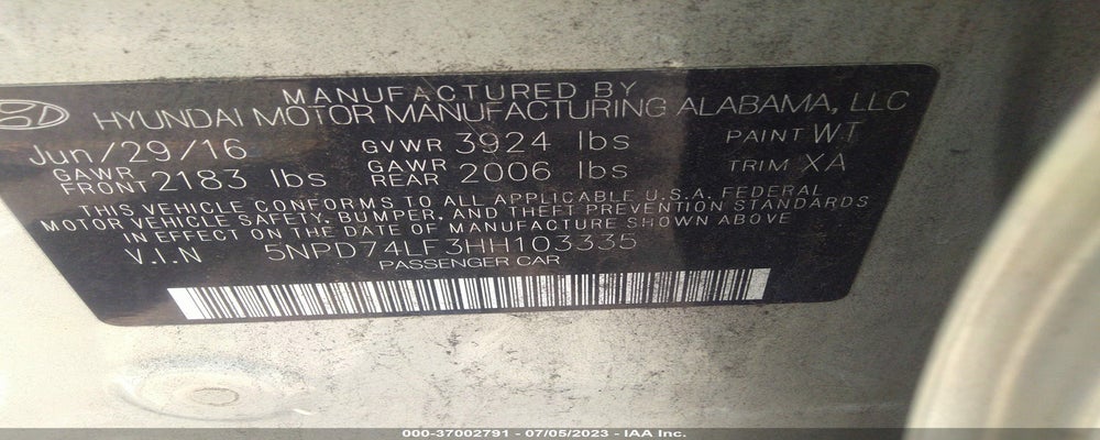 5NPD74LF3HH103335 2017 HYUNDAI ELANTRA photo no. 9