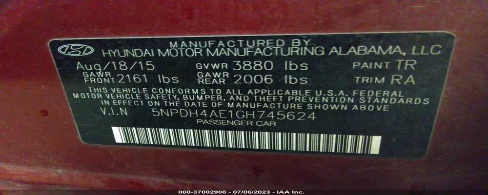 5NPDH4AE1GH745624 2016 HYUNDAI ELANTRA photo no. 9