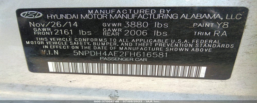 5NPDH4AE2FH616581 2015 HYUNDAI ELANTRA photo no. 9