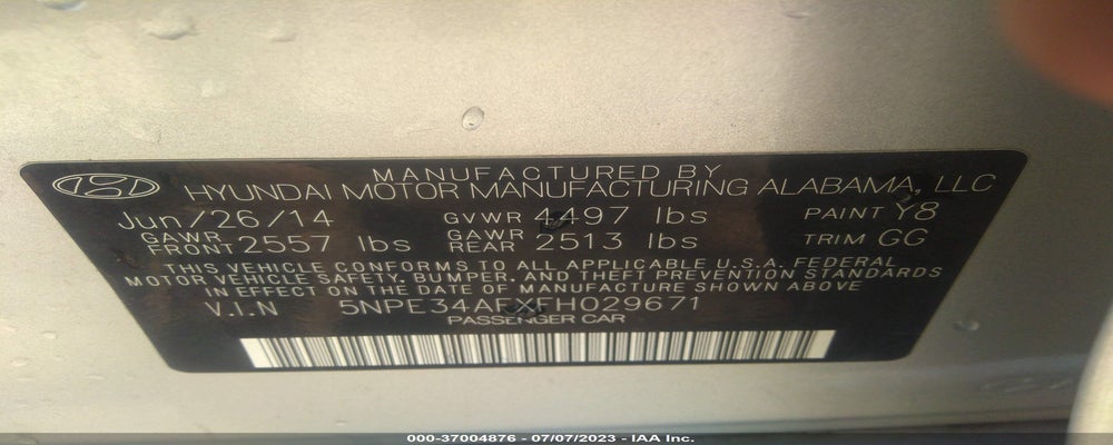 5NPE34AFXFH029671 2015 HYUNDAI SONATA photo no. 9