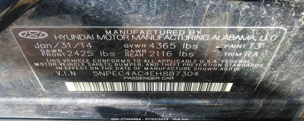 5NPEC4AC4EH887304 2014 HYUNDAI SONATA photo no. 9