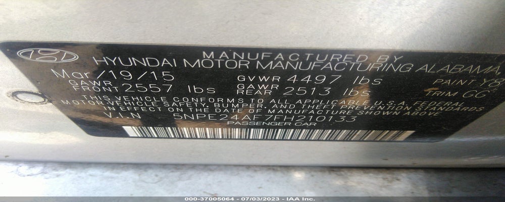 5NPE24AF7FH210133 2015 HYUNDAI SONATA photo no. 9