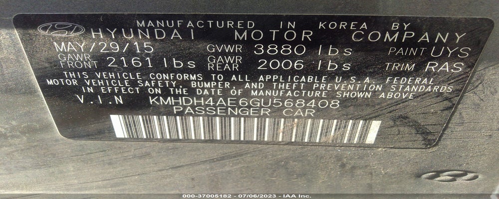 KMHDH4AE6GU568408 2016 HYUNDAI ELANTRA photo no. 9